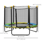 Qaba Kids Trampoline with Enclosure Net - 55" Dia. - Black-Zippered door for easy entry 