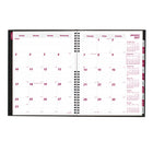 Brownline 2027 14-Month Monthly Planner CoilPro Hard Cover - 11" x 8-1/2" - Black-Twin-wire binding with hard lizard-like cover