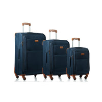 Champs Luggage Classic Collection 3-Piece Soft Side Set, Navy (C5010-Navy)-Durable ABS Plastic