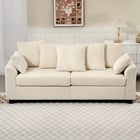 HOMCOM - Canapé 3 places en velours côtelé avec 8 coussins amovibles - beige-Les accoudoirs courbés élégants apportent un look raffiné et un soutien confortable pour les bras 