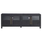 Hudson&Canal Holbrook TV Stand for TV's up to 75" - Black Grain-A transitional design accommodates TVs up to 75" for your entertaining space