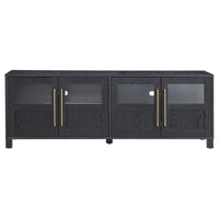 Hudson&Canal Holbrook TV Stand for TV's up to 75" - Black Grain-A transitional design accommodates TVs up to 75" for your entertaining space