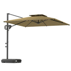 Outsunny 8' L x 9' W Square Cantilever Patio Umbrella with Fillable Base - Khaki-Includes the cross base and fillable base, weighs up to 88 lb (40 kg) when filled with water