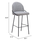 Zuo Jambi Barstool - Black/White - Set of 2-6