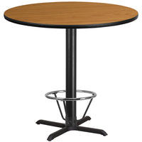 Flash Furniture Dessus de table rond de 42 po en stratifié de bois naturel avec base de table de 33 x 33 po à hauteur de bar-Table d'hospitalité à hauteur de bar
