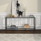 Hudson&Canal Hera 64"W Console Table with Glass Shelf - Blackened Bronze-Features easy assembly