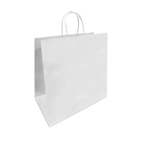 Reliabag Paper Bags - Twist Handles - 13" W x 7" D x 13" H - White - 100 Pack-Made by the premium white kraft paper with the re-enforced flat bottom