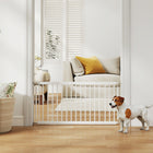 PawHut 26"-37" Dog Gate - 18" Tall Pet Gate and 2 Extensions - White-Made from robust steel for durability and long-lasting use