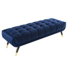 Modway Adept 60" Performance Velvet Bench - Midnight Blue-Bench Weight Capacity: 440 lbs.