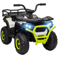 Qaba 12V Battery Powered Kids Electric Vehicle with 4 Spring Suspension Wheels - Green-Four treaded wheels with suspension ensure smooth rides on varied terrains 