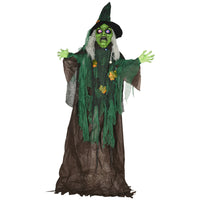 HOMCOM 72" Sound Activated Witch with Magical Heart Halloween Decoration -Arm is bendable how you want it 