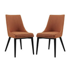 Modway Viscount Fabric Dining Side Chair - Orange - 2 Pack-Black Rubberwood Legs
