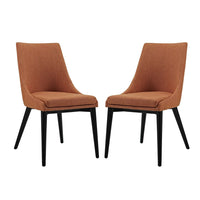 Modway Viscount Fabric Dining Side Chair - Orange - 2 Pack-Black Rubberwood Legs