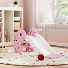 Qaba - Toboggan 3 en 1 pour enfants avec grimpeur et panier de basket - rose-Le design mignon de la girafe stimule l'imagination et la créativité des enfants 