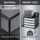 ShoppingAll 5-Tier Desk File Organizer with Upright File Section-Built from industrial-grade steel wire mesh with a reinforced metal frame and anti-slip feet, ensuring the organizer supports heavy loads without wobbling or scratching your desk.