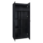 Manhattan Comfort Cornelia 59.22" 2-Piece Modern 11-Shelf Storage Closet - Black-Mop base with non-marking felt foot pads for floor protection