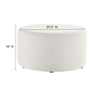 Modway - Callum Grand tissu rond tissé en bruyère de 29" Rembourré Ottoman - Ivoire à tissage de bruyère-Rembourrage en mousse dense