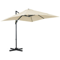 Outsunny 8' L x 8' W Square Patio Hanging Offset Umbrella with 360° Rotation - White-Attractive and stylish offset market patio umbrella provides extra protection from the weather elements with its superior tilt and crank design  