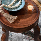 Modway Sorrel Carved Wood Stool - Walnut-Adjustable Floor Protectors