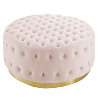 Modway Ensconce Tufted Performance Velvet Round Ottoman - Pink-Round Ottoman