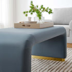 Modway - Koda Performance Velvet Ottoman de la cascade - Bleu Cadet en Laiton-Rembourrage en mousse dense