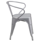 Flash Furniture Metal Indoor/Outdoor Table Set with 2 Arm Chairs, Silver (CH31330270SIL)-Assembly Required
