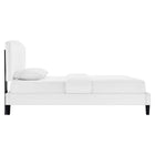 Modway Alessi Performance Velvet Twin Platform Bed - White-Wood Slat Support System