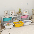 Qaba - Organisateur de rangement pour jouets enfants avec 6 bacs en plastique amovibles, boîte à jouets à 2 niveaux pour trier livres et objets de jeu - blanc-Bacs colorés aidant à développer des habitudes de tri et de catégorisation  
