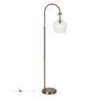 Hudson&Canal - Lampadaire Verona Arc avec abat-jour en verre - Laiton/grainé-Conçu pour une ampoule à incandescence de 100 W - ampoule LED de 9 W, ampoule fluorescente (CFL) de 23 W ou ampoule LED à ballast automatique de 9 W, ampoule à culot E26, ampoule non incluse