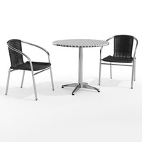 Table ronde en aluminium de 31,5 po avec 2 chaises en rotin noir, intérieur/extérieur (TLH-ALUM-32RD-020BKCHR2-GG)-Ensembles pour l’intérieur et l’extérieur