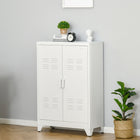 HOMCOM - Armoire de rangement en métal avec 2 portes à persiennes, étagères réglables - blanc-Fabriqué en métal élégant pour un style casier 