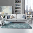 Modway - Toryn Réseau en losange Tapis 5 pi l x 8 pi L Shag Area - Bleu aqua et ivoire-Dessous du tissu de jute adhéré
