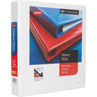 Staples Heavy-Duty View Binder with D-Rings - 1 1/2" - White-Back-mounted rings allow pages to lie flat