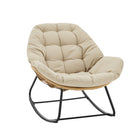 Manhattan Comfort - Ensemble de 6 fauteuils à bascule d'extérieur modernes Benson - Crème-Structure en acier résistant à la rouille enveloppée de corde en rotin PE parfaite pour l'extérieur