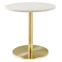 Modway - Viva Manche Table d’appoint en marbre blanc - Brass White-Plateau de table en marbre blanc