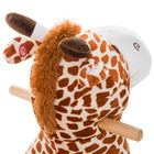 Qaba - Cheval à bascule pour bébé, design girafe, chaise à bascule en peluche - brun-Bouton sonore fixe sur l'oreille qui émet des rugissements lorsqu'on appuie dessus 