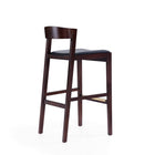 Manhattan Comfort - Klismos tabouret de bar moderne du milieu du siècle de 20" en similicuir noir et noyer foncé, lot de 3-Comprend un repose-pieds en métal doré