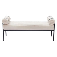 Zuo Barrow Bench - Cream-Velveteen strips corduroy fabric