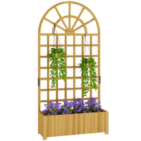 Outsunny Wooden Raised Garden Bed with Lattice Trellis - 35.4" x 11.8" x 70.9" -Features an elegantly curved lattice trellis for climbing plants
