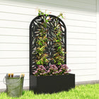 Outsunny - jardinière surélevée en métal avec treillis pour plantes grimpantes-Peut être fixé au mur ou utilisé de façon autonome pour plus de polyvalence 