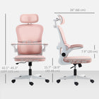HOMCOM Ergonomic Mesh Office Chair with Lumbar Support - Pink-Flip-up armrests offer space flexibility, easy movement