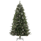 HOMCOM 7' Snow-Flocked Artificial Christmas Pine Tree with Pinecones - Green-Tall artificial Christmas tree 
