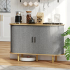 HOMCOM 47.2" L Fluted Sideboard Buffet Cabinet - Grey-Smooth sliding doors offer easy access without taking up extra space