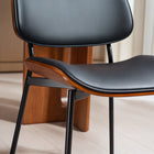 HOMCOM Dining Chairs in Mid Century Modern Style - Black - Set of 2-Materials: PU Leather, Foam, Bentwood, Steel;