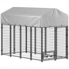PawHut - Chenil pour chien, enclos robuste en fil métallique soudé - 8 pi L x 4 pi l x 6 pi - argenté-Espace spacieux pour que les chiens puissent jouer ou se reposer 