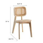 Modway Habitat Wood Dining Side Chair - Grey - 2 Pack-Woven Rattan Cane Seat