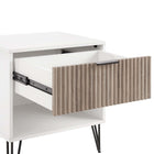 Manhattan Comfort DUMBO 20.07" Modern 1-Drawer Nightstand 2-Piece Set - White/Rustic Grey-Stylish Splayed Gold Metal Legs Adding Seamless Fashion Design and Durability