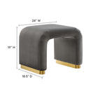 Modway Koda Performance Velvet Waterfall Stool - Brass/Storm Grey-Waterfall Design