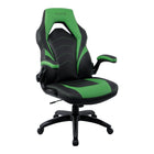 Emerge Vortex Bonded Leather Gaming Chair, Black and Green-Bonded leather back and seat with colour contrast stitching