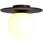 Hudson&Canal - Plafonnier encastré Amma de 30,5 cm de large avec abat-jour en verre - Bronze noirci/blanc-Associé à un abat-jour en verre tambour blanc